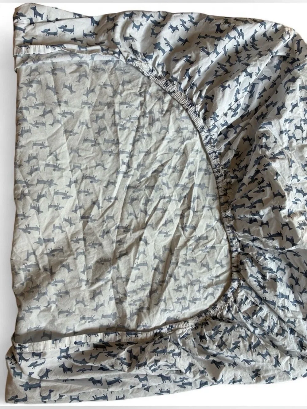 Pottery Barn Kids Watercolor Dog Blue Dachshund Crib Sheet